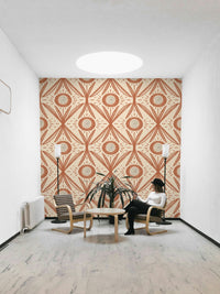 Vintage style wallpaper with terracotta blooms
