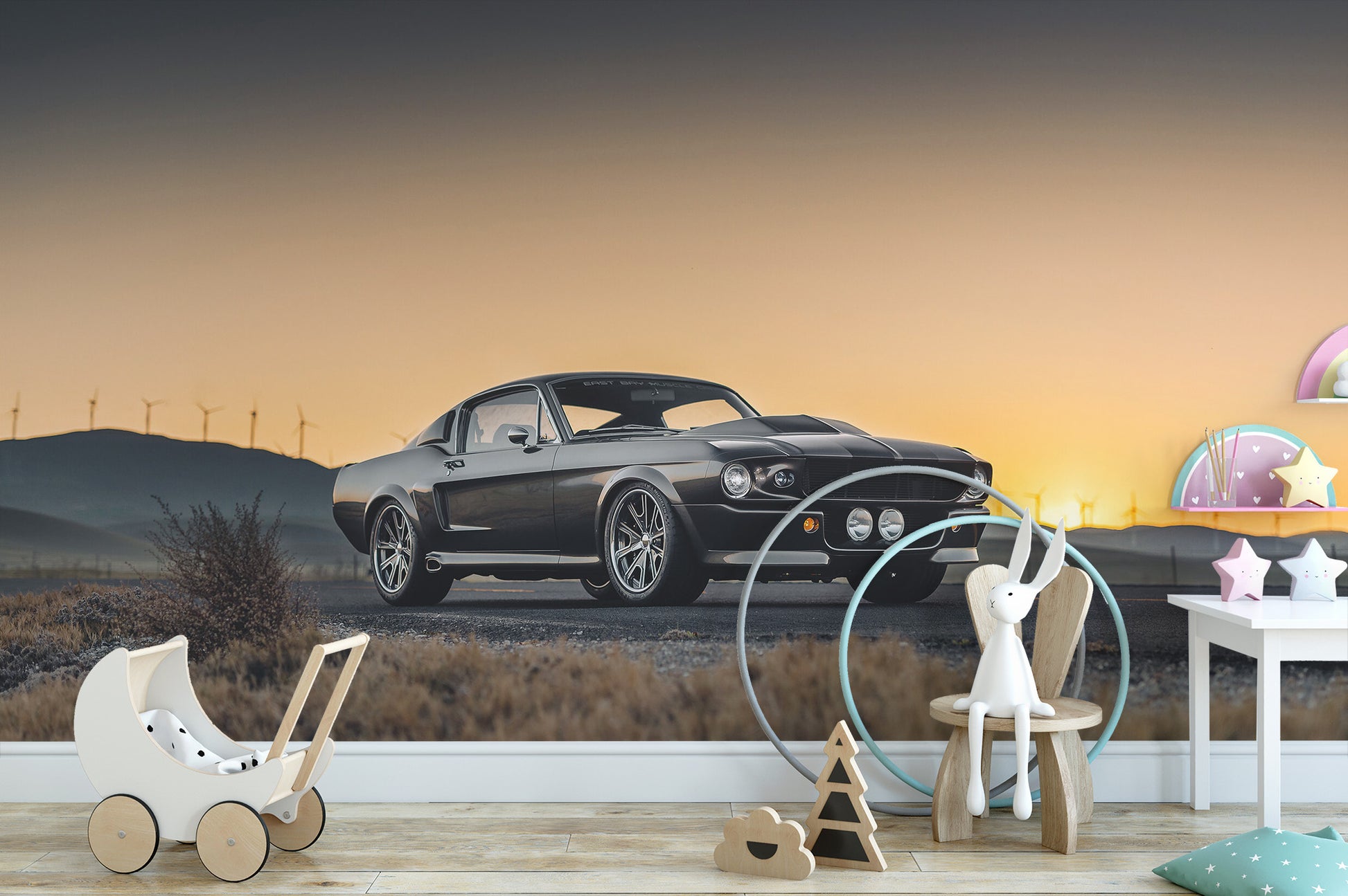 Ford Mustang Sunset Drive Mural - Giffywalls