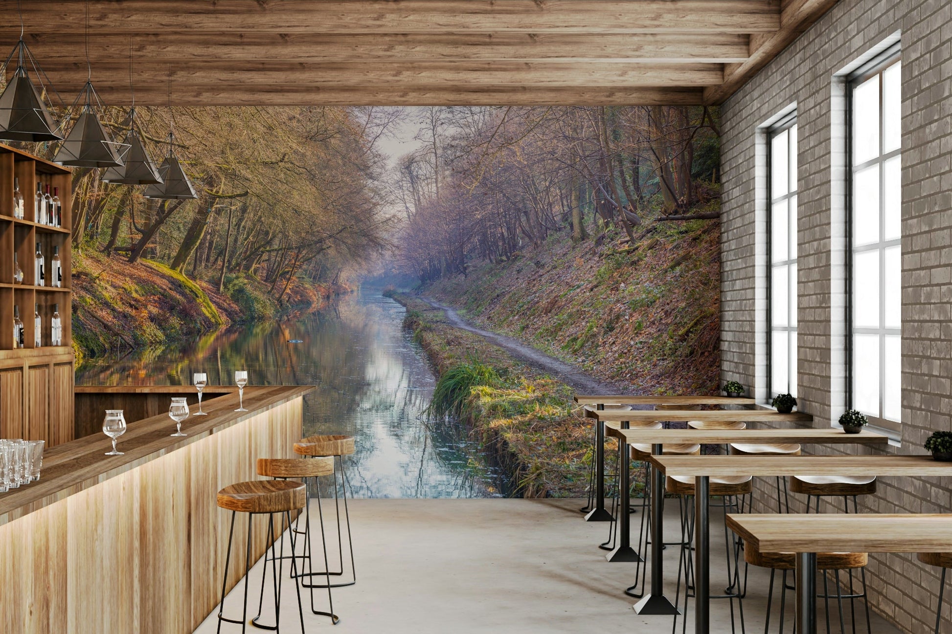 Calming forest retreat mural


