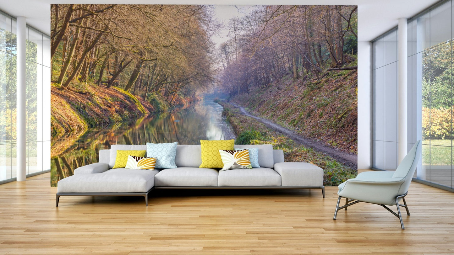 Dreamy woodland canal mural

