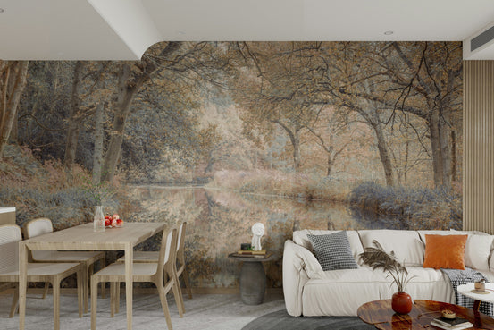 An angled shot of the mural's gentle color palette.

