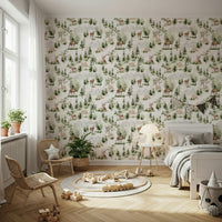 Watercolor Forest Dreamscape wall decor with woodland animals.