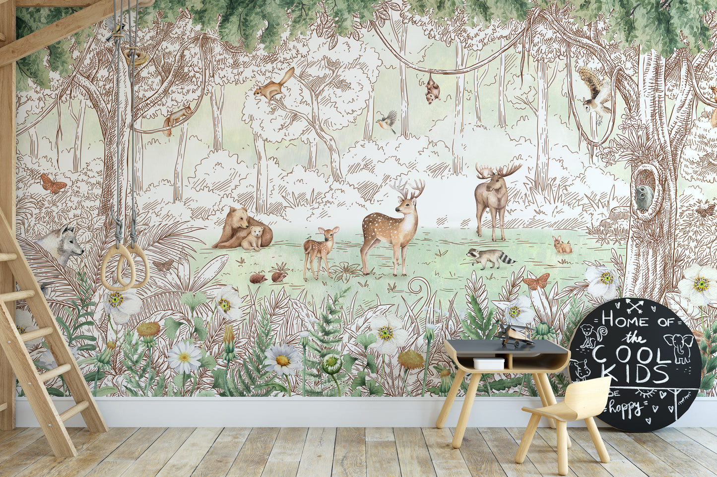 Forest friends in spring season wallpaper for walls - Giffywalls