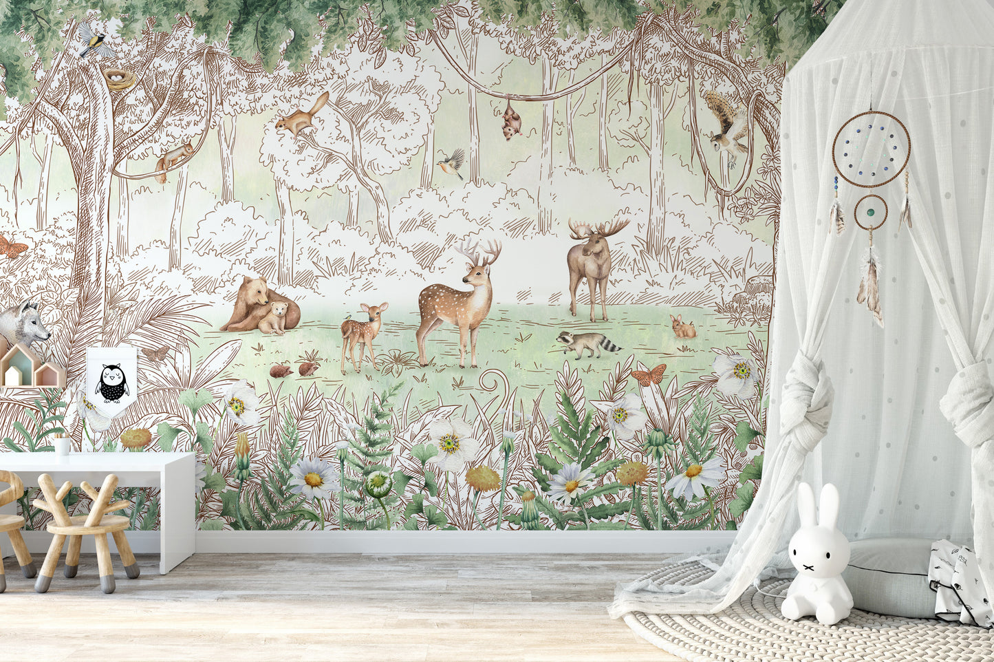 Forest friends in spring season wallpaper for walls - Giffywalls