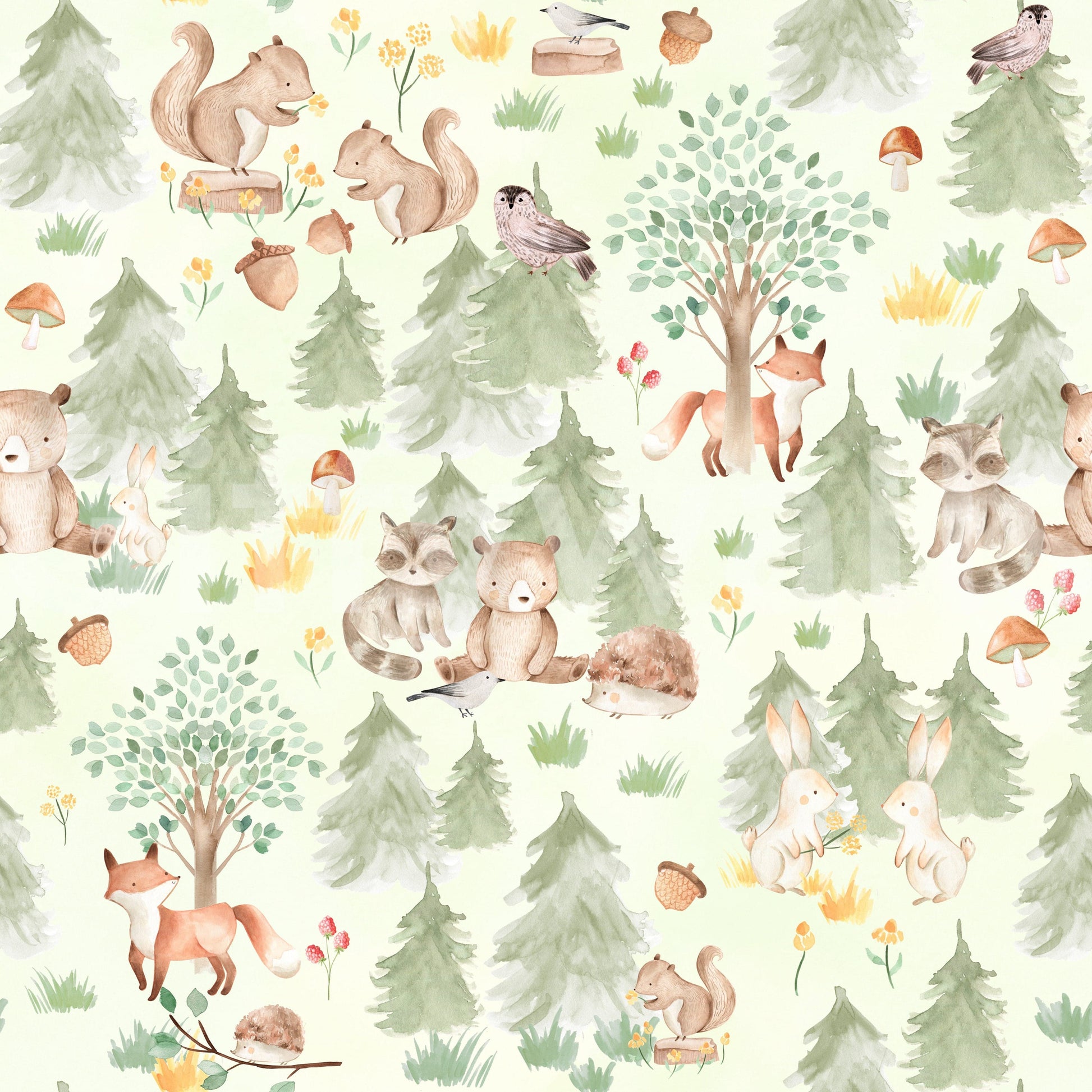 Nursery wall art featuring sweet forest creatures.
