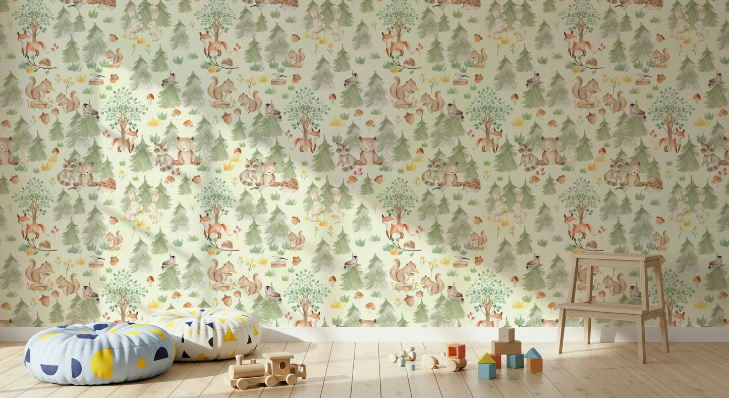 Forest Friends Forever wall design for a child's bedroom.