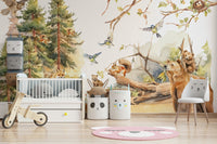 Forest Friends Watercolor wallpaper for a nursery.

