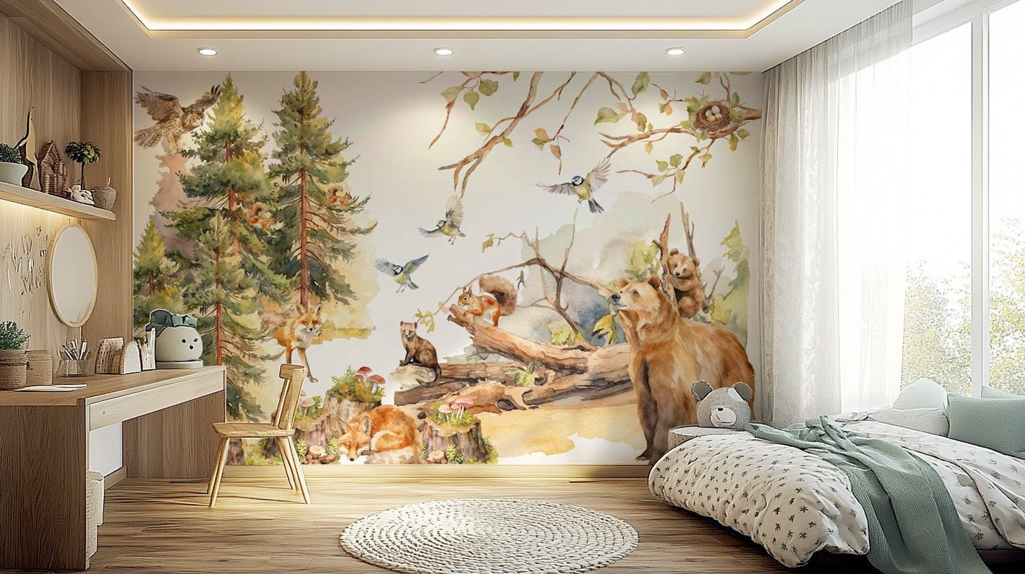 Animals rendered in a charming and artistic style.

