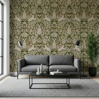 Forest wildlife wallpaper with a detailed hare and green forest background.