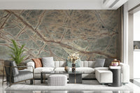 A calming abstract design wallpaper mural that defines a space.