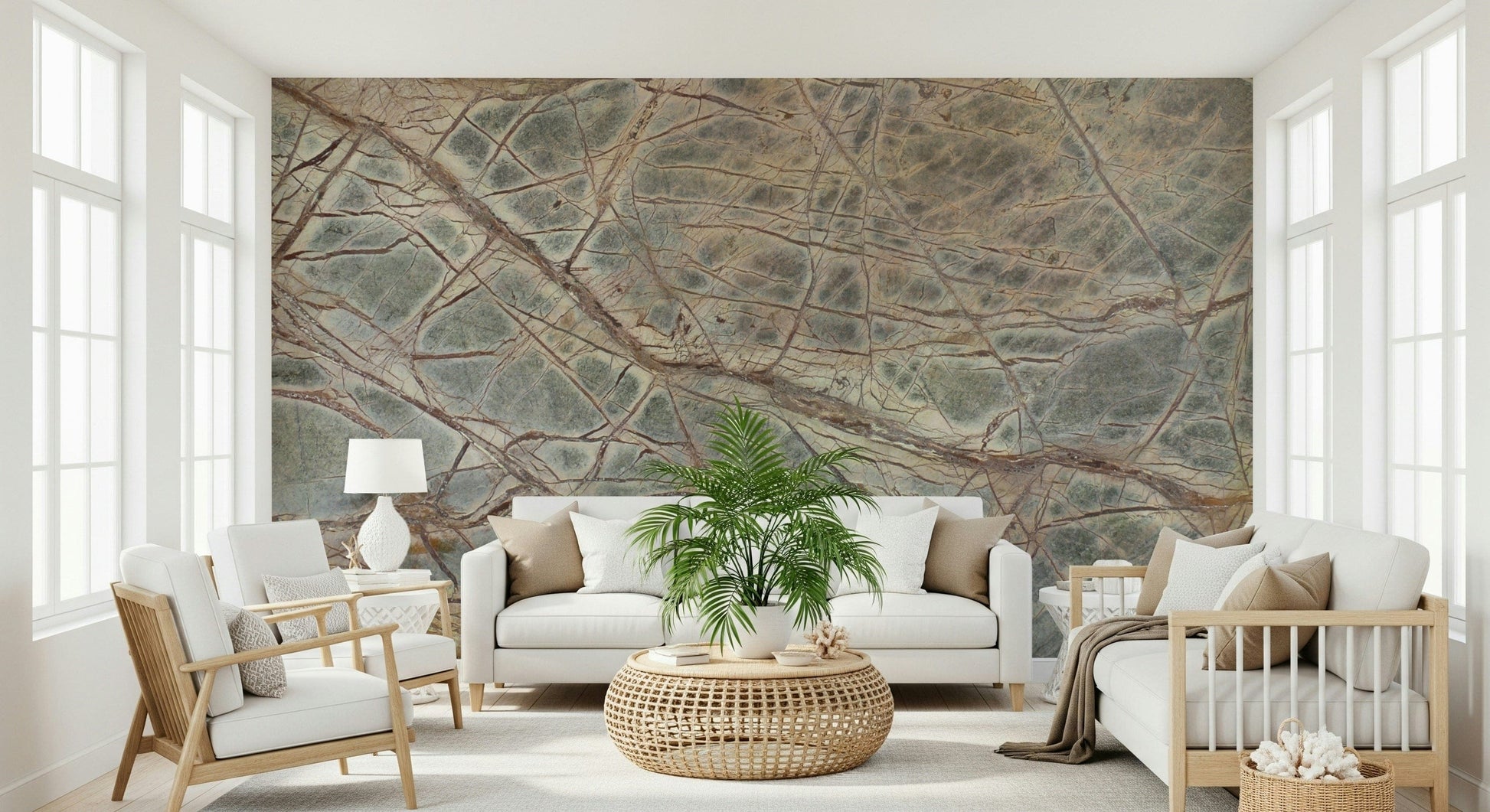 A beautiful wide-angle wall mural of abstract stone.
