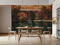 Forest Mirror peel and stick wallpaper Stunning woodland scene, captivating mirror image.