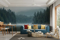 The colors are soft, muted tones of green, gray, and blue.

