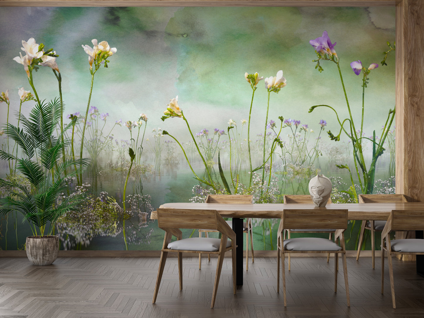 Forever freesia green wallpaper perfect for tranquil living spaces.