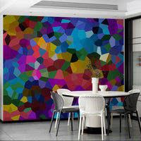 Color block mural featuring dynamic geometric cuts

