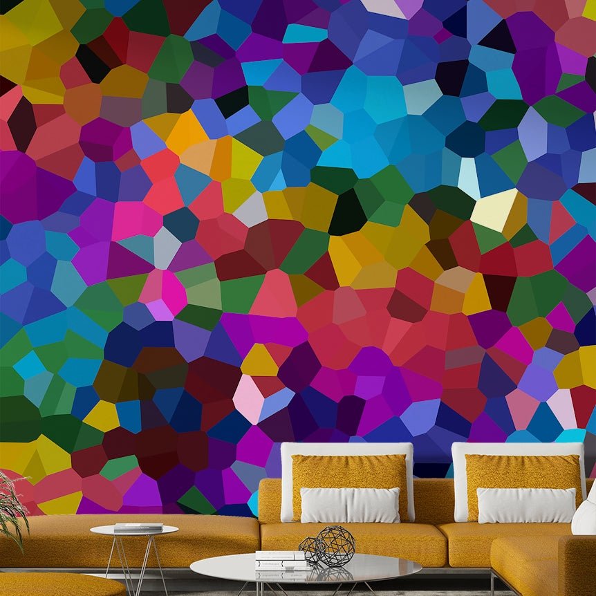 Fractured Spectrum mural in bold, faceted tones

