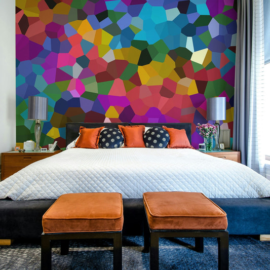 Fractured Spectrum Wall Mural with sharp color angles

