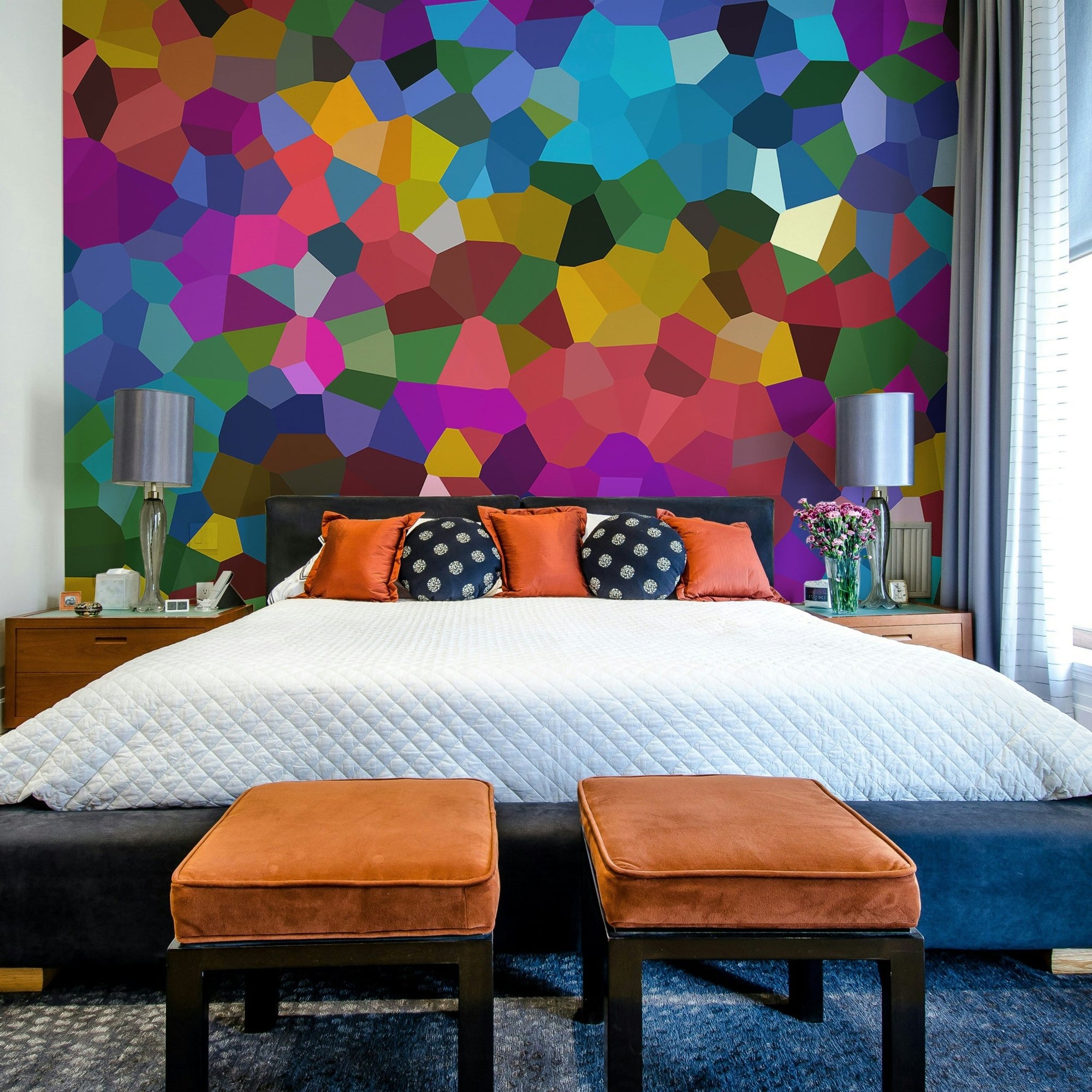 Fractured Spectrum Wall Mural with sharp color angles

