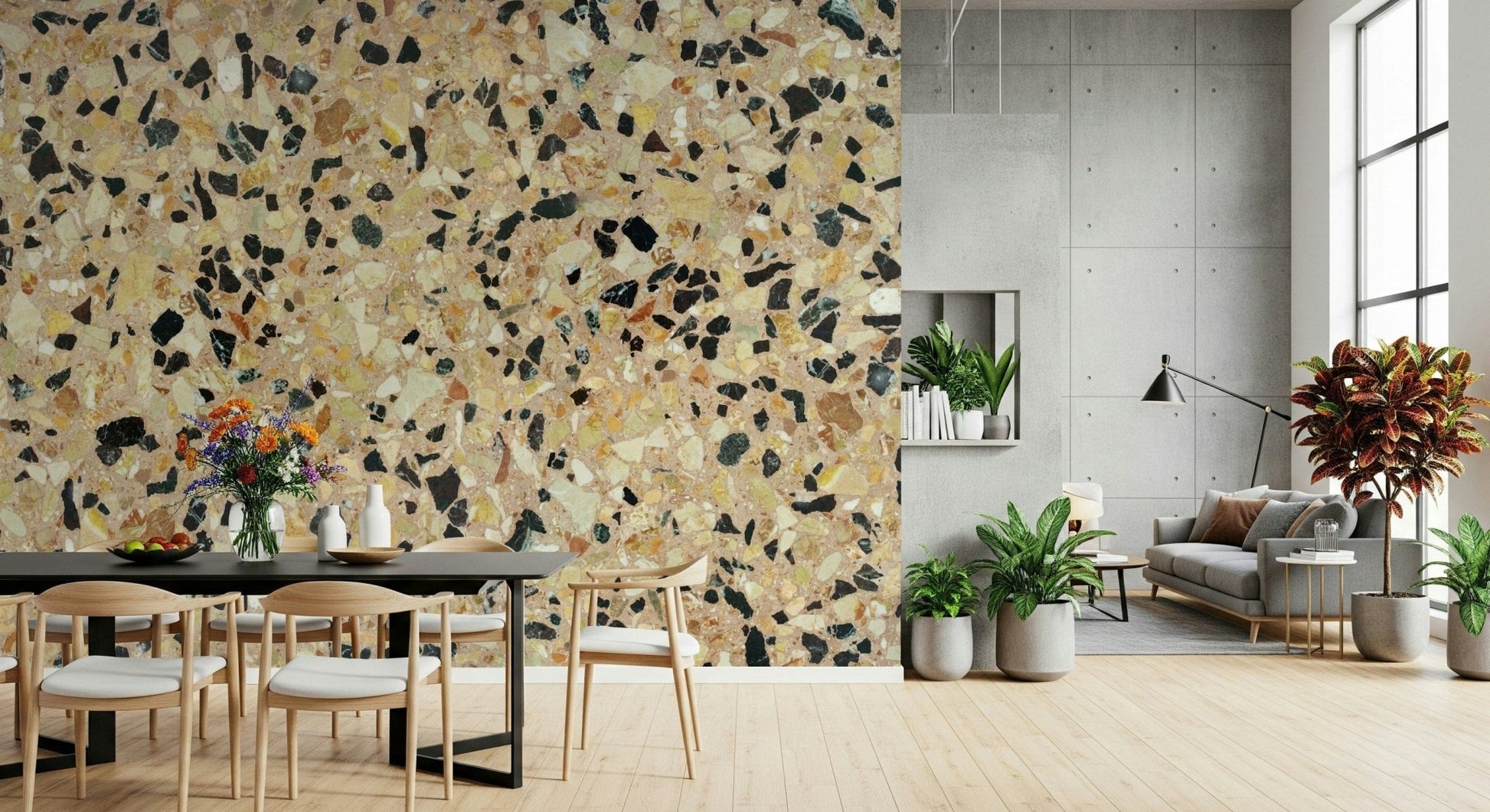Fragmented Mosaic Earth Stone Complex sandstone mural.