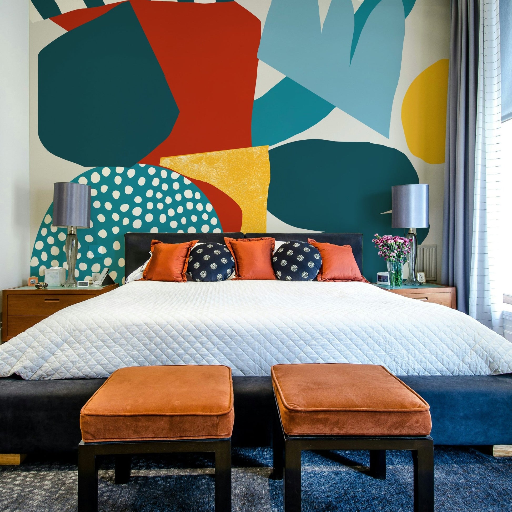 Artistic, abstract Free Mind mural for a unique home decor look

