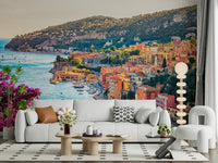 Bright hillside villas Villefranche View wallpaper for walls design.