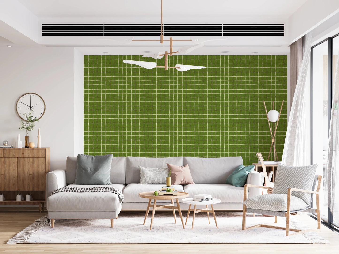 Fresh Green Check Wallpaper⁠