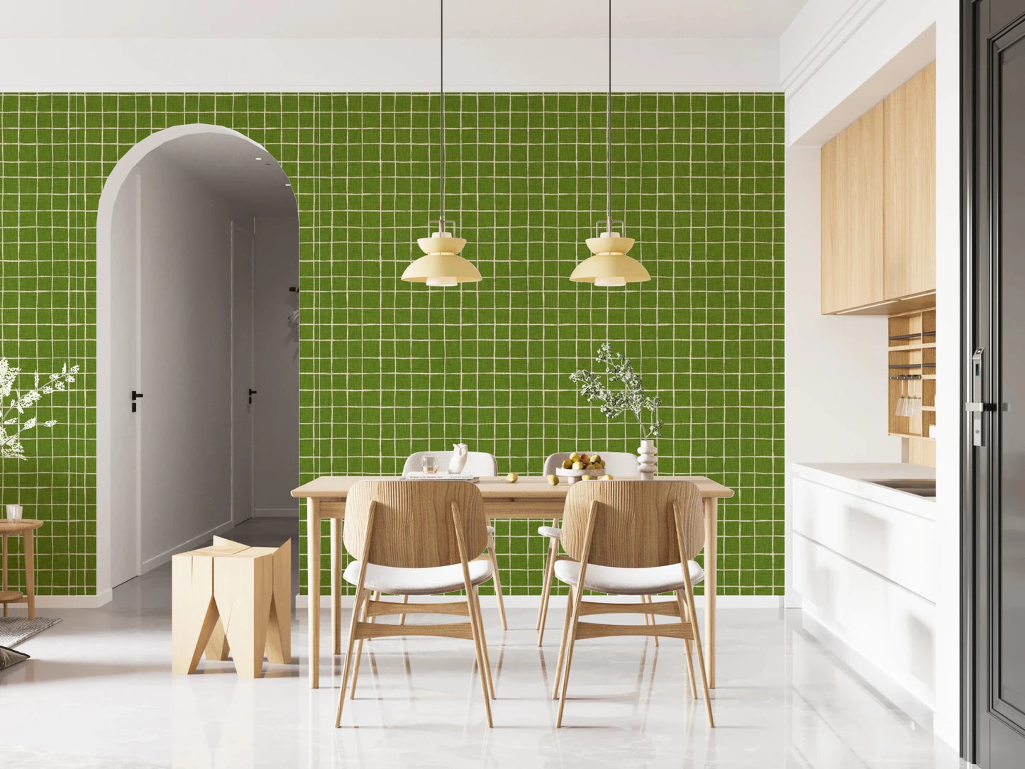 Fresh Green Check Wallpaper⁠