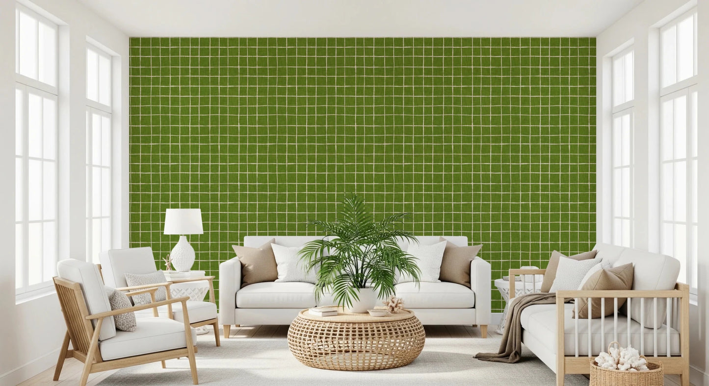 Fresh Green Check Wallpaper⁠