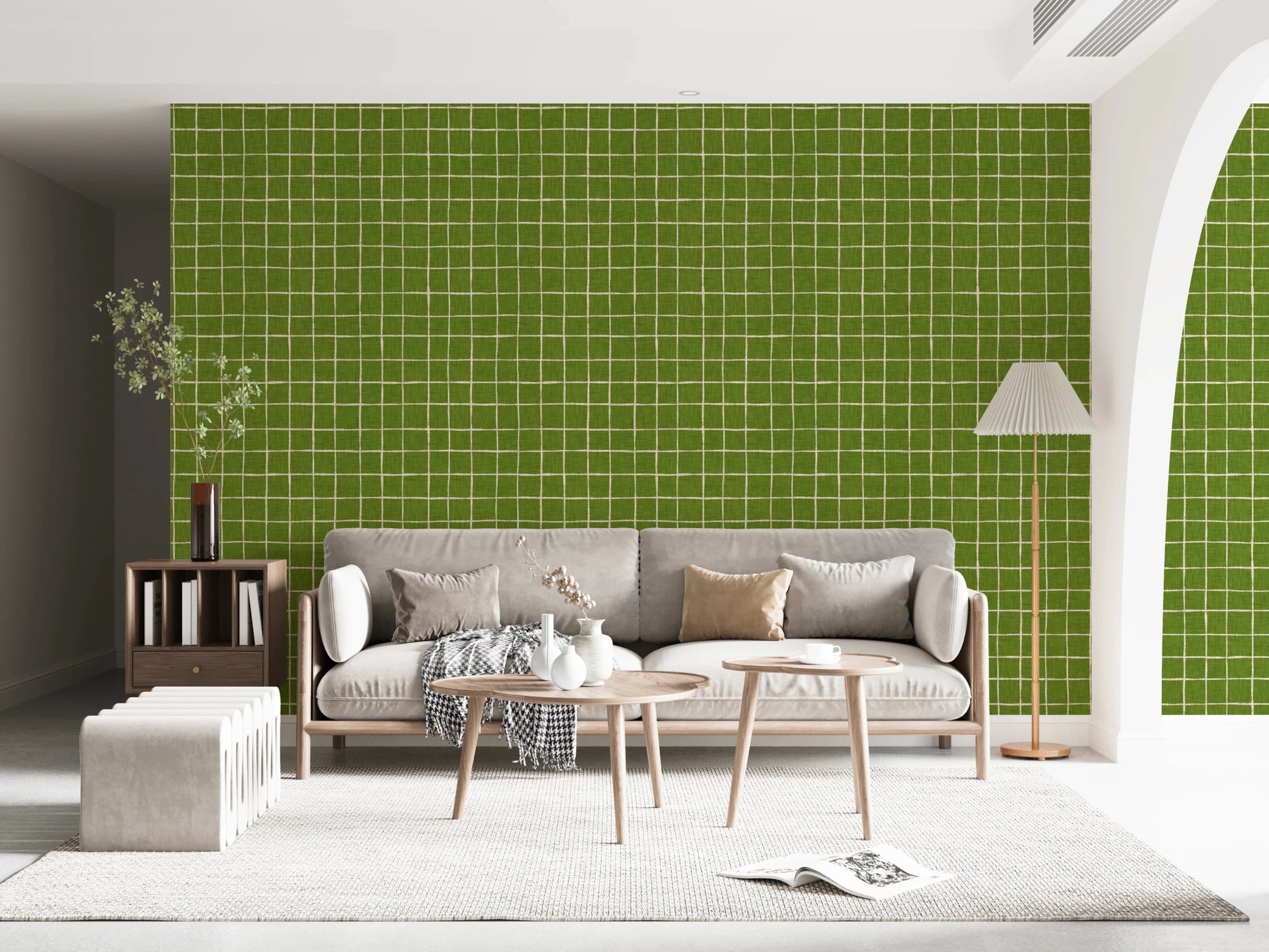 Fresh Green Check Wallpaper⁠