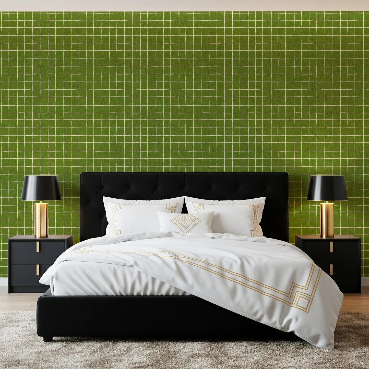 Fresh Green Check Wallpaper⁠
