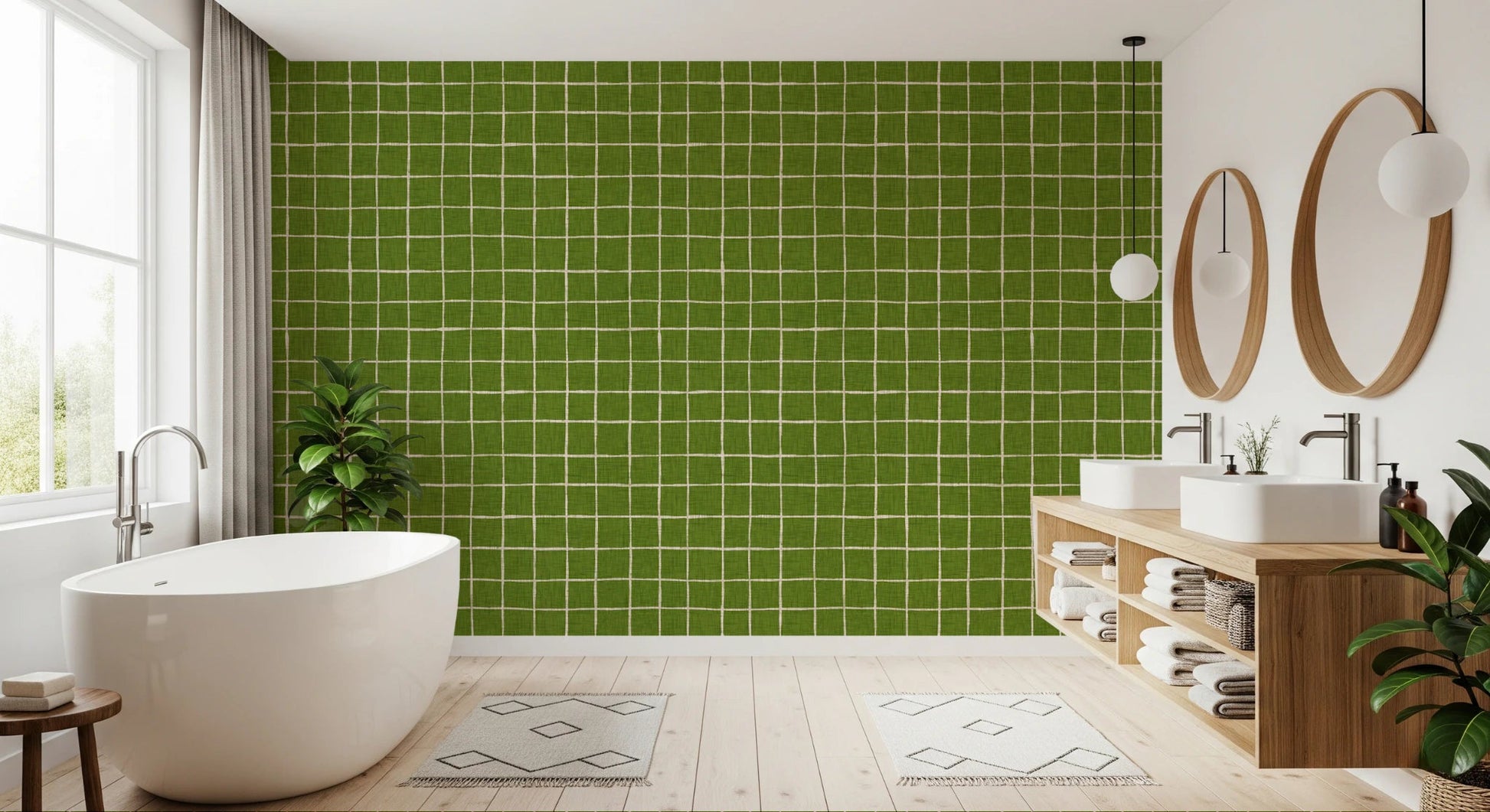 Fresh Green Check Wallpaper⁠