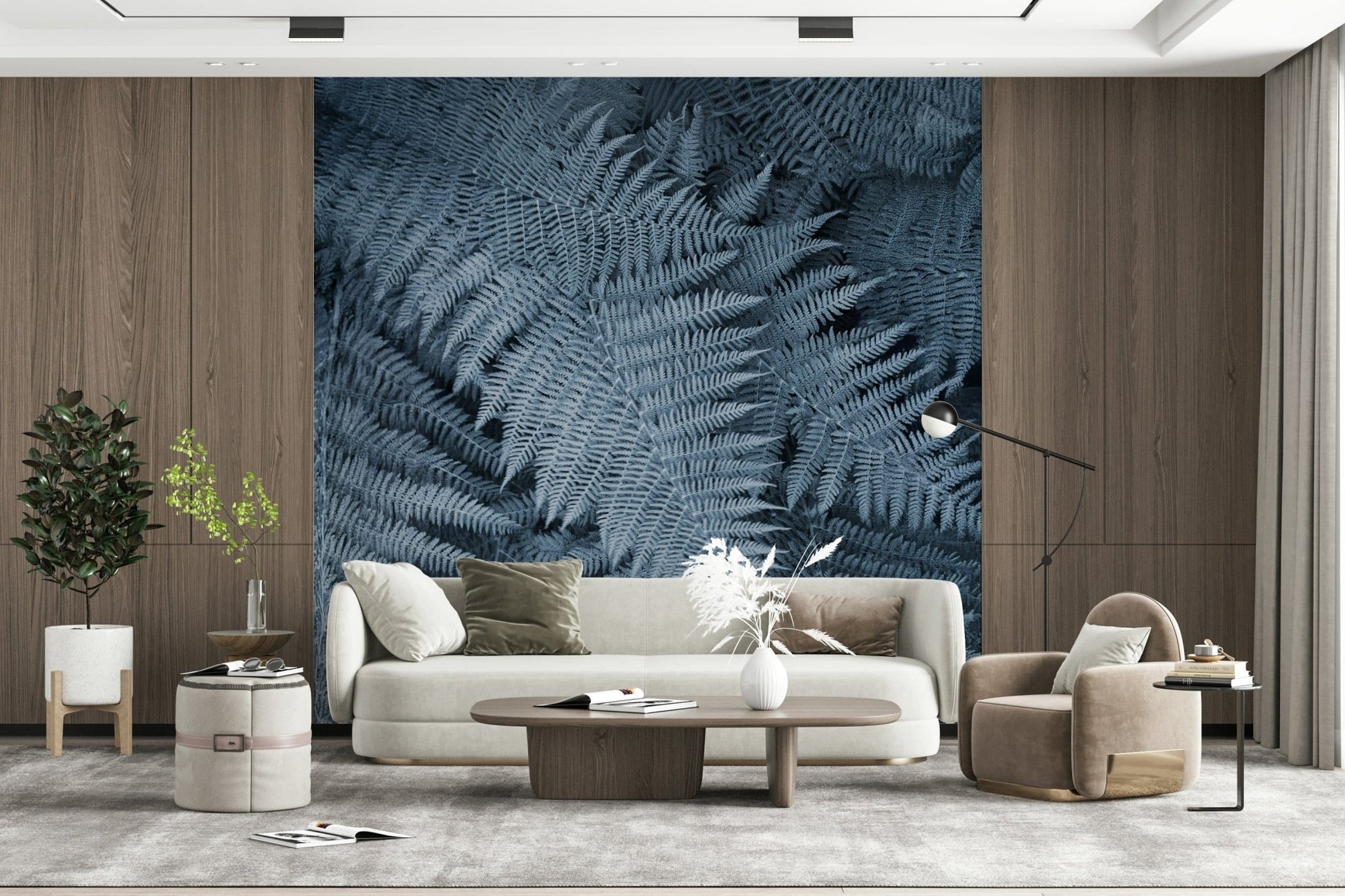 Frosted Fern Delight Wall Mural — elegant fern patterns with subtle icy textures.