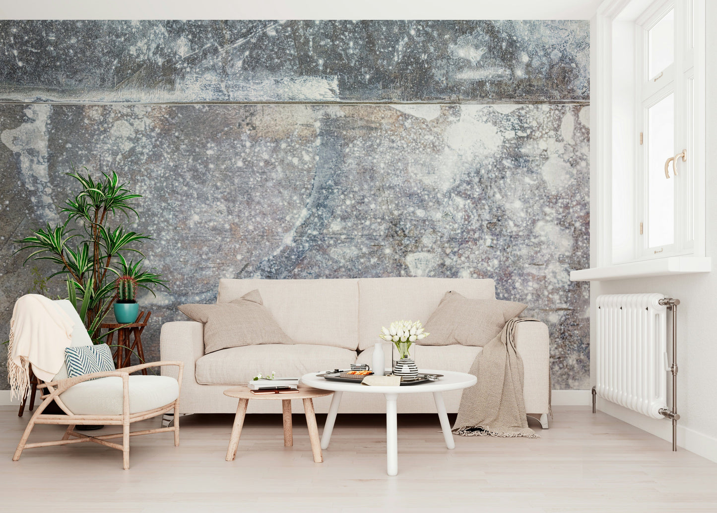 Abstract slate-inspired design with icy frosted effect, decorative wall mural