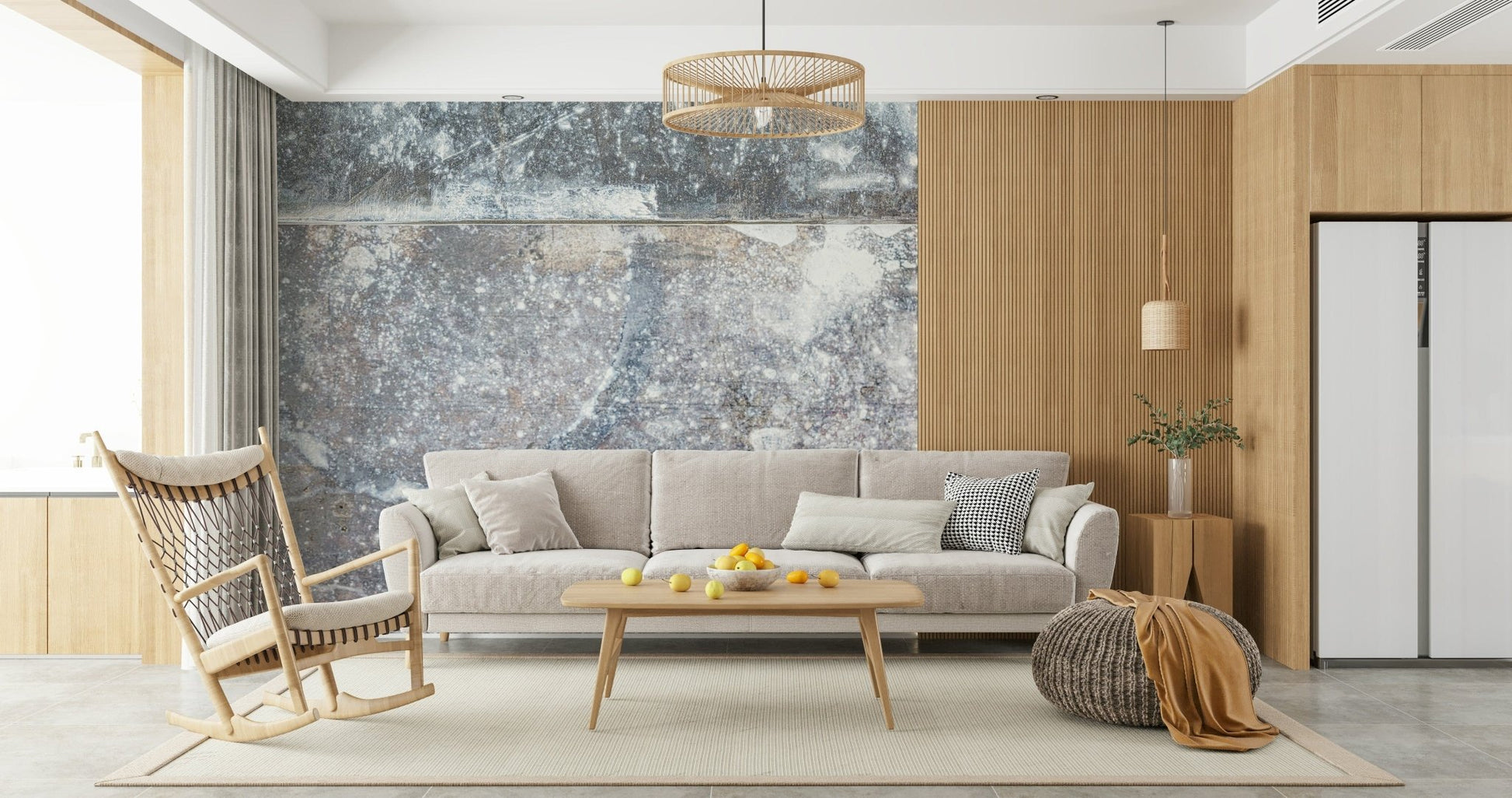 Modern cool-toned frosted slate texture, mural for living room