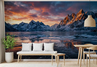 Showcasing Frozen Peaks Fiery Skies scenic mural hallway