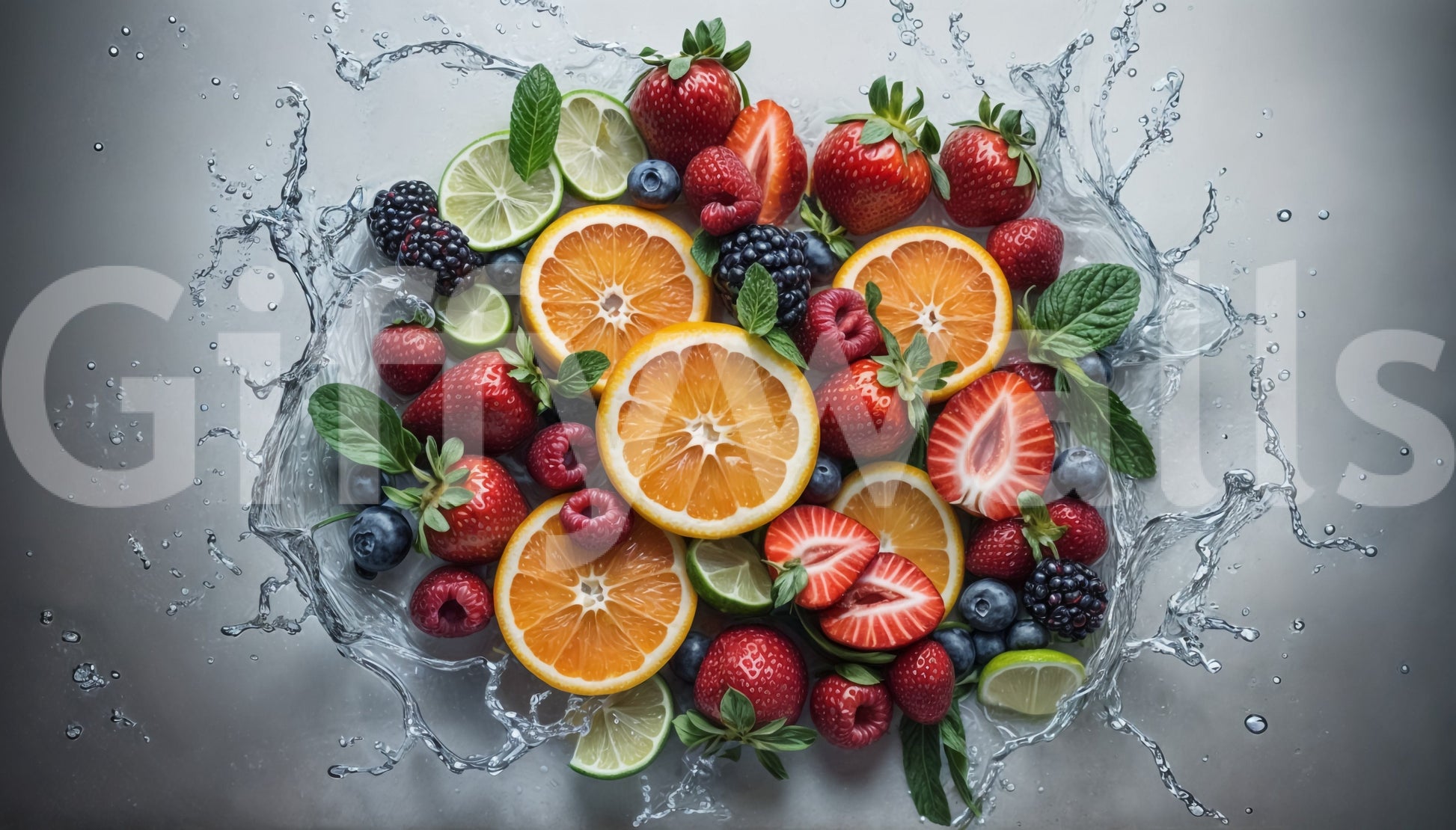 Fresh Splash Wall Mural used as a focal point in a long hallway.