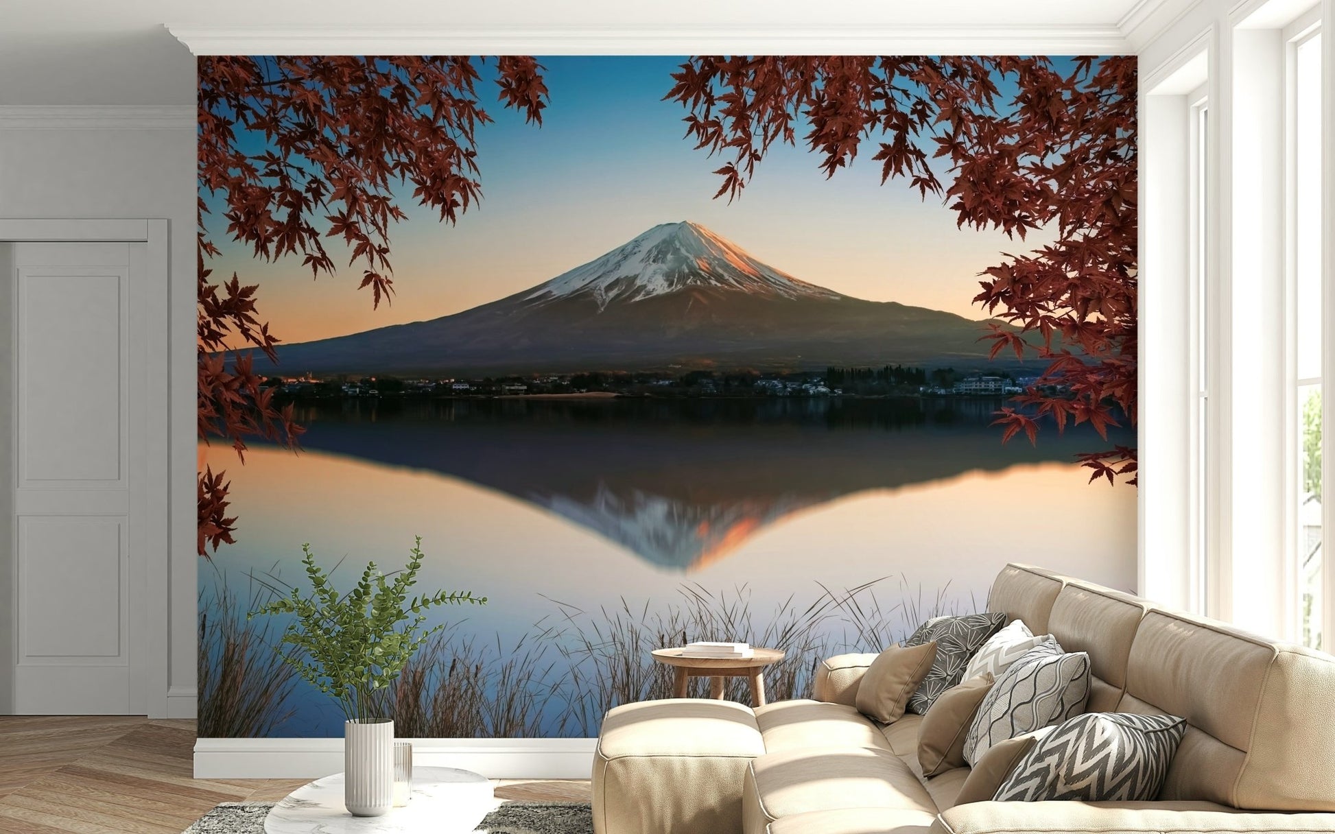 Decorate with Fuji at Dawn: Autumn View wall paper, breathtaking vista.