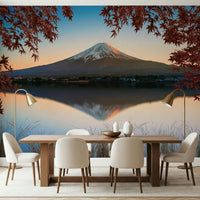 Premium Fuji at Dawn: Autumn View wall covering, elegant landscape visual.