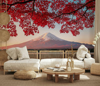 Calm horizon wallpaper in minimalist bedroom, blue and white palette