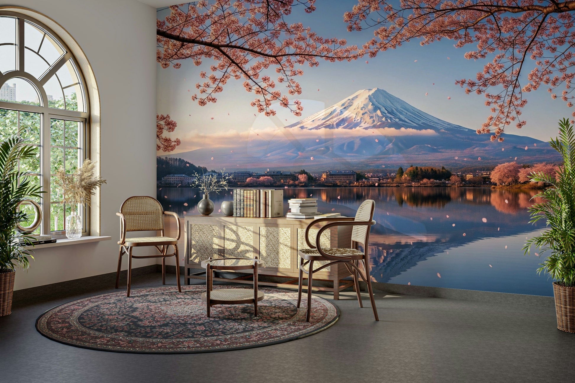 The wallpaper for walls being admired in a home.