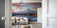 The peel and stick wallpaper showing realistic flower textures.