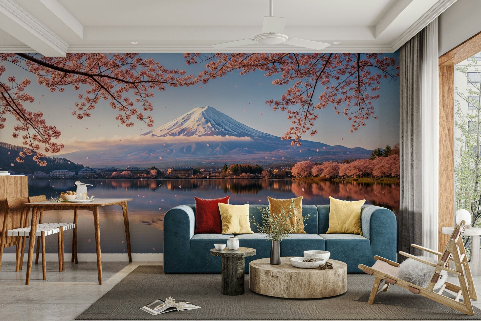 A beautiful serene landscape of Fuji blossoms.