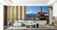 Cultural heritage Fuji Vista wallpaper mural featuring blue skies.