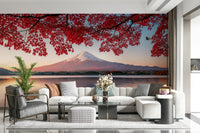 Abstract coastal horizon wallpaper in home office, clean modern backdrop