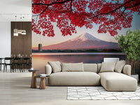 Azure Horizons Wall Mural in modern living room, blue gradient seascape feature wall