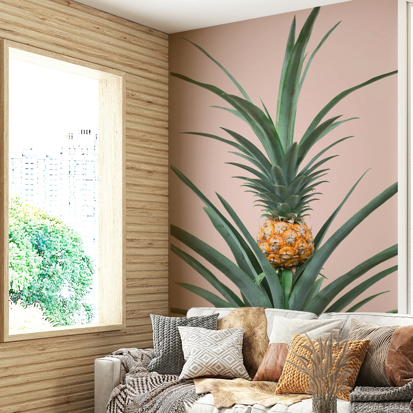 Sweet pineapple wallpaper mural for kids’ space

