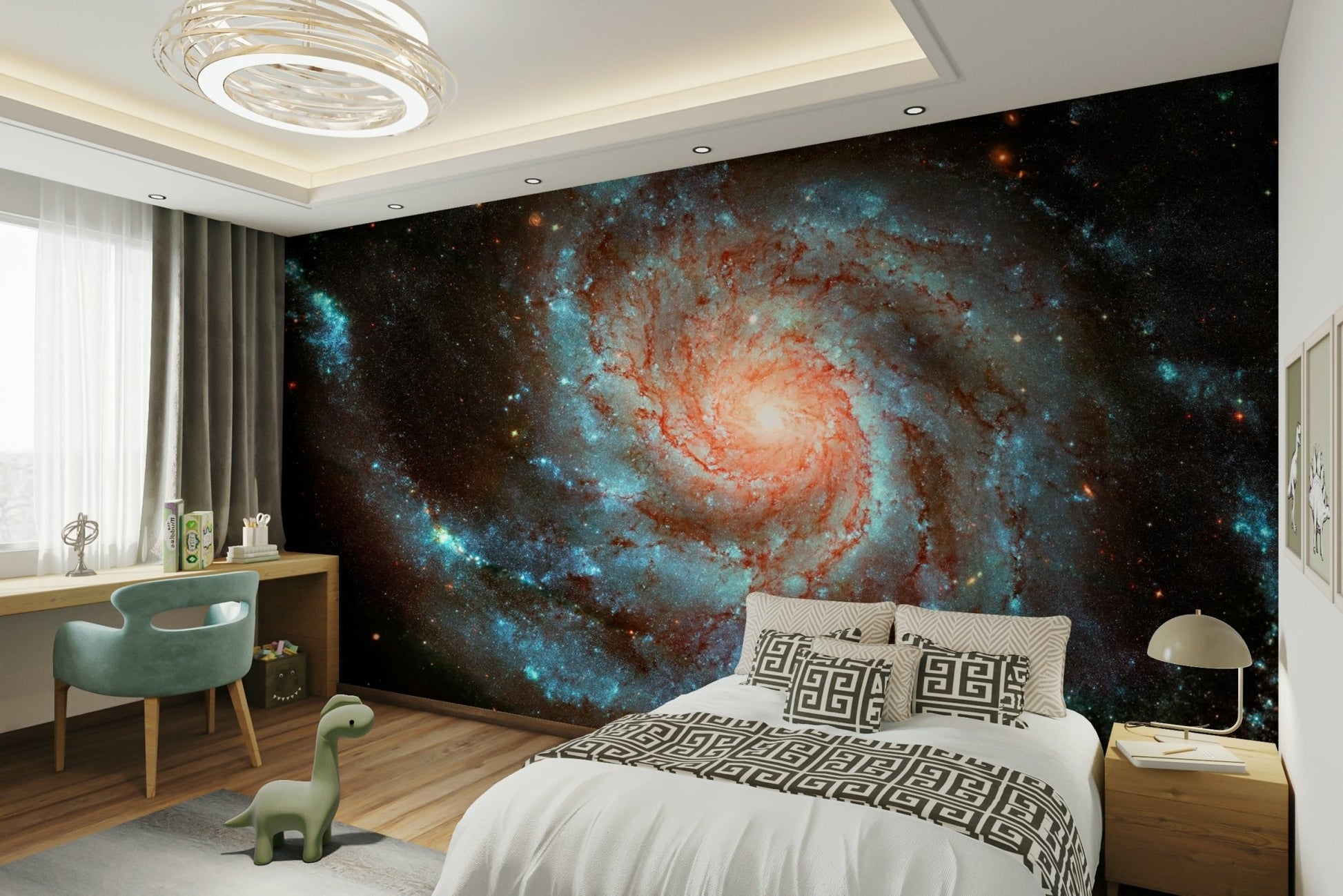 The design has a very polished and luxurious effect on the space.

