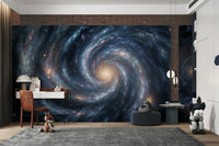 A wall mural of a peaceful galactic pattern.

