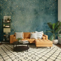 Sea blue galaxy mural with delicate stardust patterns for a calm room.

