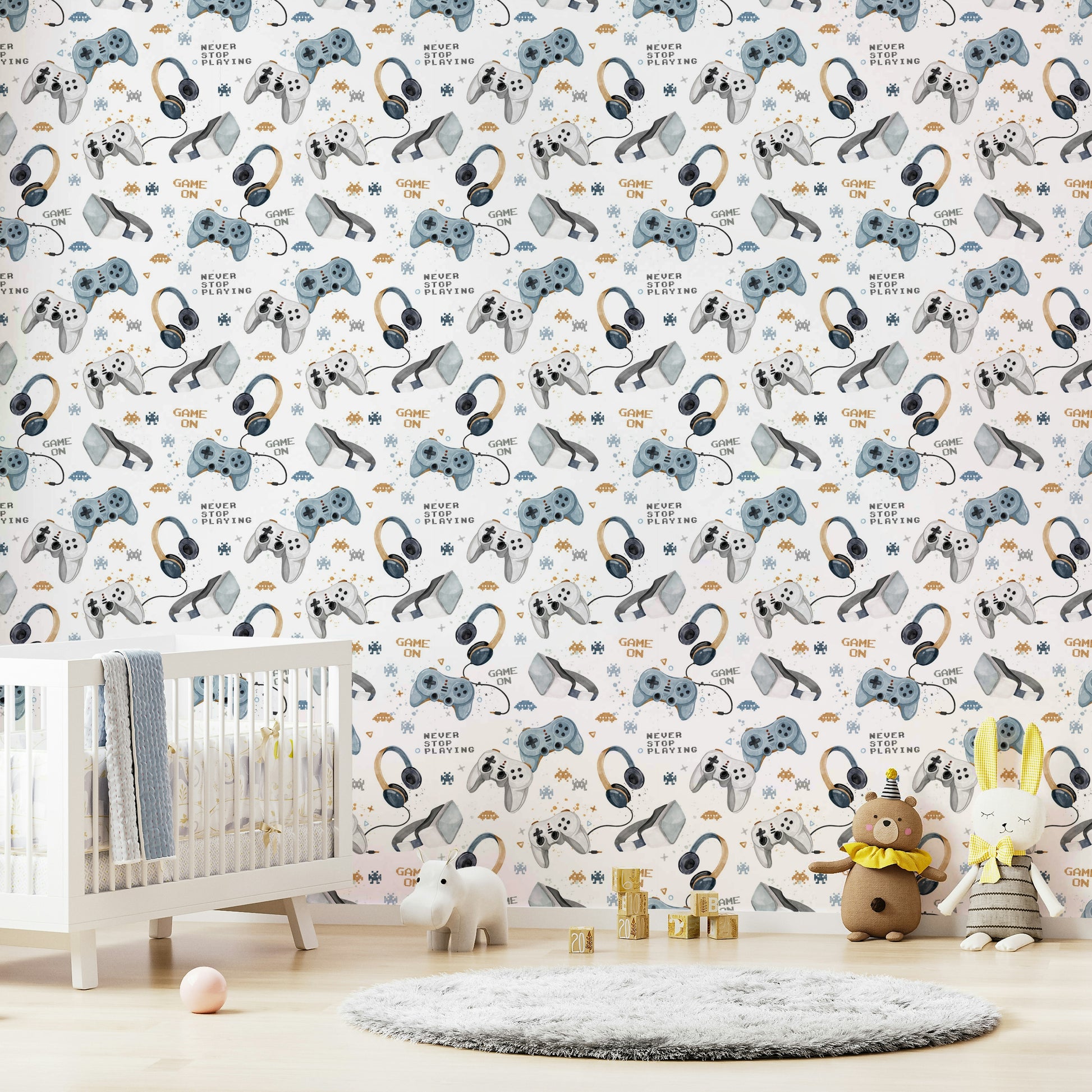 White gaming background wall design

